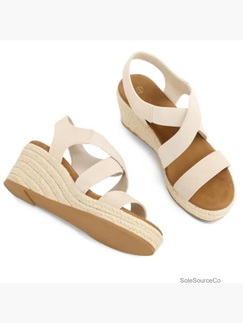 Wedge Platform Sandals Espadrilles Elastic Ankle Strap Casual Comfortable